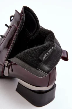 Buty damskie Vinceza Botki Sznurowane|Czarne Botki*Lakierowane Ocieplane Botki Na Suwak Bordowe Achonia