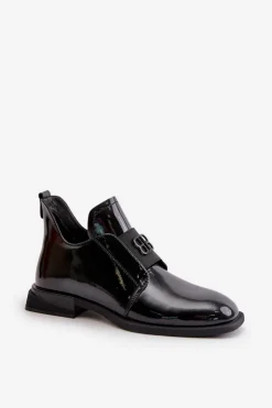 Buty damskie Vinceza Półbuty Lakierowane*Lakierowane Półbuty Damskie Wsuwane Ze Skóry Naturalnej Czarne Vinceza 91120