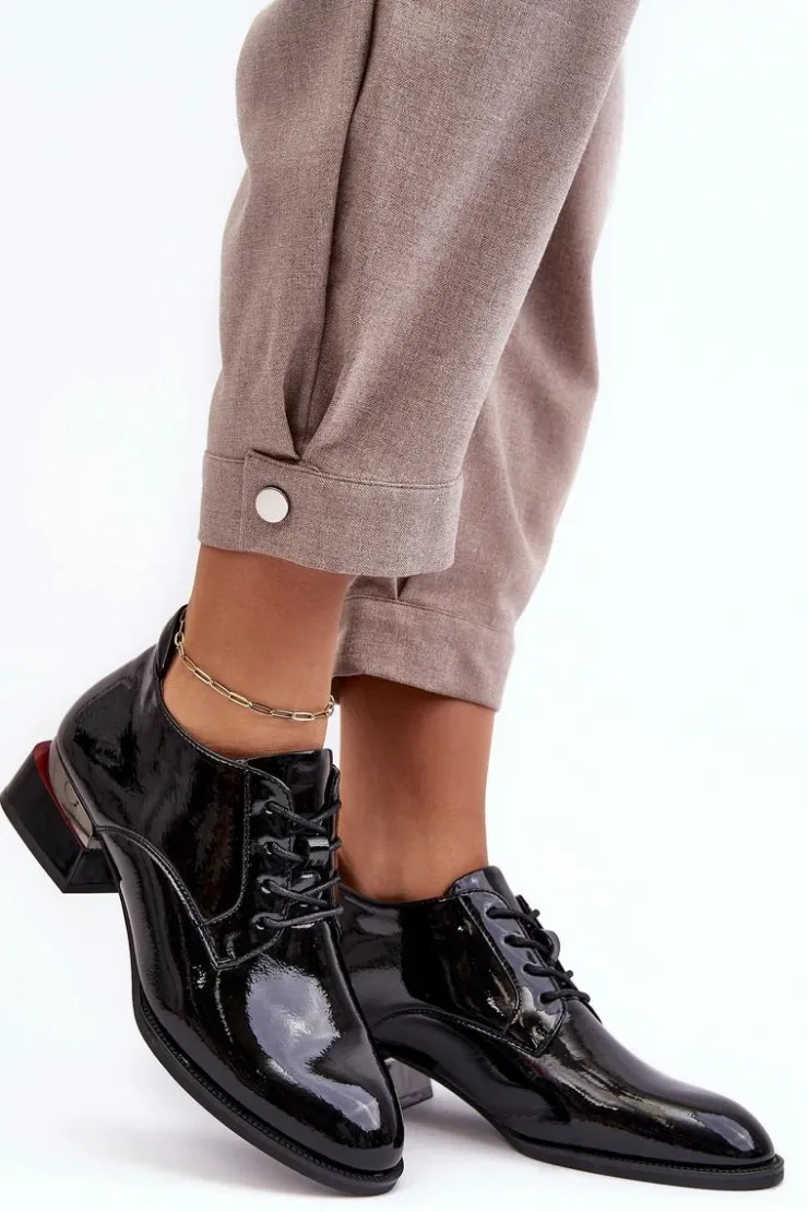 Buty damskie Vinceza Półbuty Lakierowane*Lakierowane Półbuty Damskie Sznurowane Czarne Banosa