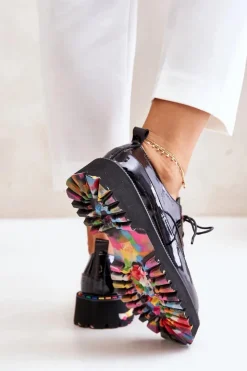 Discount Boto Lakierowane Półbuty Damskie Sznurowane Artiker 55C0497 Czarne