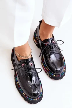 Discount Boto Lakierowane Półbuty Damskie Sznurowane Artiker 55C0497 Czarne