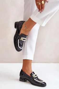 Discount Artiker Lakierowane Półbuty Damskie Na Klocku 55C0104 Czarne