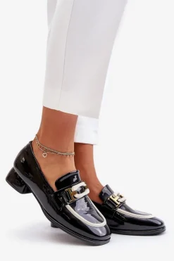 Discount Artiker Lakierowane Półbuty Damskie Na Klocku 55C0104 Czarne