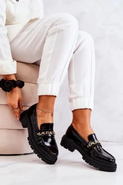 Boto Półbuty Lakierowane|Mokasyny Damskie Lakierowane*Lakierowane Półbuty Loafery La.Fi 210001B-NL Czarne