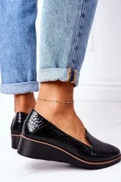 Damskie Buty damskie Vinceza Lakierowane Półbuty Na Koturnie Vinceza 10675 Czarne