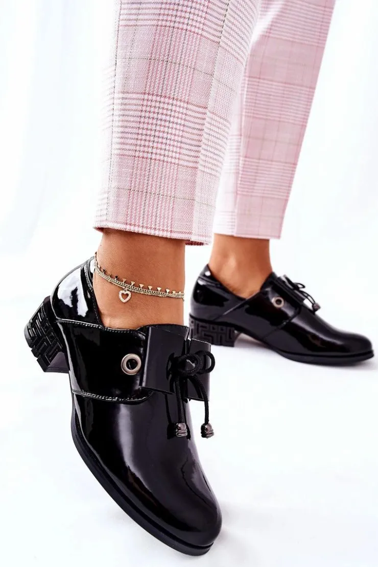 Damskie Buty Sergio Leone Lakierowane Pół PB260 Czarne