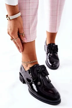 Damskie Buty Sergio Leone Lakierowane Pół PB260 Czarne