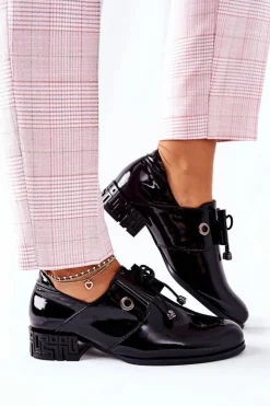 Damskie Buty Sergio Leone Lakierowane Pół PB260 Czarne