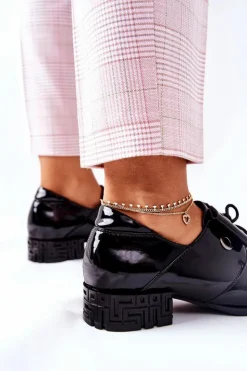 Damskie Buty Sergio Leone Lakierowane Pół PB260 Czarne