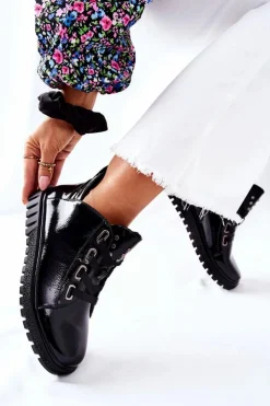 Damskie Buty Sergio Leone Lakierowane Pół PB210 Czarne