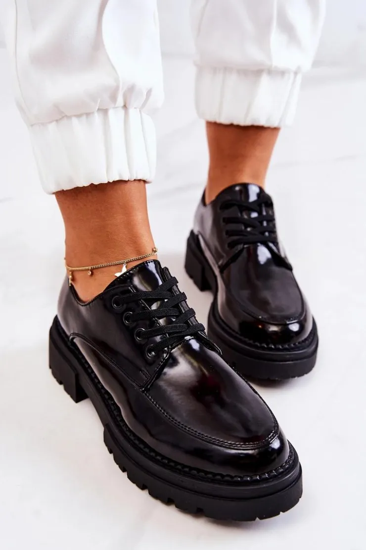 Sale Boto Lakierowane Półbuty Wiązane La.Fi Czarne Joselin