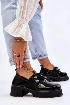 Damskie buty S.Barski Półbuty Lakierowane*Lakierowane Półbuty Z Ozdobami Czarne Keily Czarny