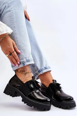 Damskie buty S.Barski Półbuty Lakierowane*Lakierowane Półbuty Z Ozdobami Czarne Keily Czarny