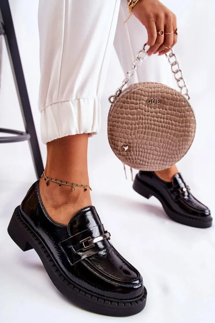 Clearance Boto Lakierowane Półbuty Ze Srebrną Ozdobą Czarne Lemar Hestill Czarny