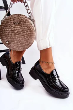 Clearance Boto Lakierowane Półbuty Ze Srebrną Ozdobą Czarne Lemar Hestill Czarny