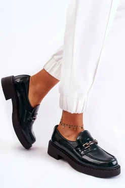 Boto Półbuty Lakierowane|Półbuty Skórzane*Lakierowane Półbuty Ze Srebrną Ozdobą Zielone Lemar Hestill Zielony