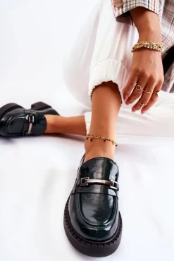 Boto Półbuty Lakierowane|Półbuty Skórzane*Lakierowane Półbuty Ze Srebrną Ozdobą Zielone Lemar Hestill Zielony