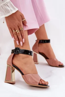 Buty damskie Vinceza Sandały Na Słupku|Sandały Na Obcasie*Lakierowane Sandały Damskie Na Słupku Vinceza 20266 Różowe Różowy