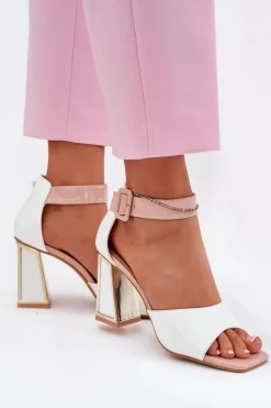 Damskie Buty damskie Vinceza Lakierowane Sandały Damskie Na Słupku Vinceza 20266 Białe