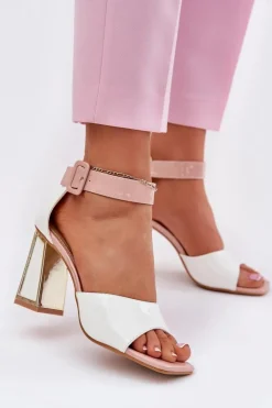 Damskie Buty damskie Vinceza Lakierowane Sandały Damskie Na Słupku Vinceza 20266 Białe