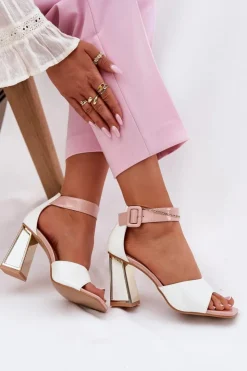 Damskie Buty damskie Vinceza Lakierowane Sandały Damskie Na Słupku Vinceza 20266 Białe