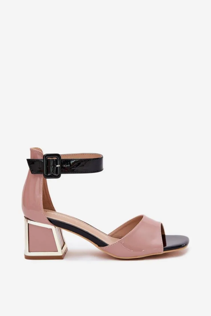 Online Evento Lakierowane Sandały Damskie Na Słupku Nude Zennia
