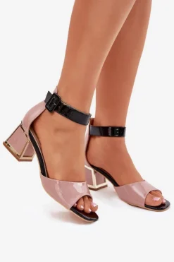 Online Evento Lakierowane Sandały Damskie Na Słupku Nude Zennia