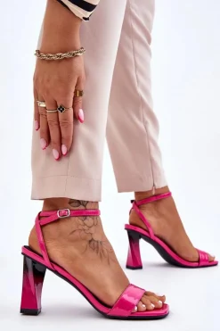 Damskie buty S.Barski Sandały Na Obcasie*Lakierowane Sandały Na Obcasie Fuksja Owen Różowy
