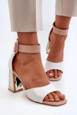 Boto Sandały Na Obcasie*Lakierowane Sandały Na Słupku Białe Adrianu