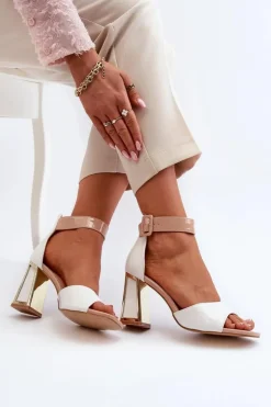 Boto Sandały Na Obcasie*Lakierowane Sandały Na Słupku Białe Adrianu