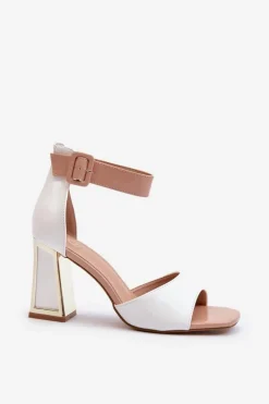 Boto Sandały Na Obcasie*Lakierowane Sandały Na Słupku Białe Adrianu