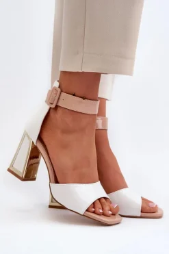 Boto Sandały Na Obcasie*Lakierowane Sandały Na Słupku Białe Adrianu