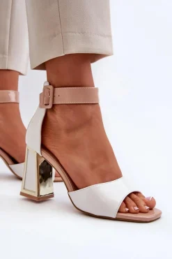 Boto Sandały Na Obcasie*Lakierowane Sandały Na Słupku Białe Adrianu