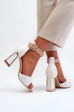Boto Sandały Na Obcasie*Lakierowane Sandały Na Słupku Białe Adrianu