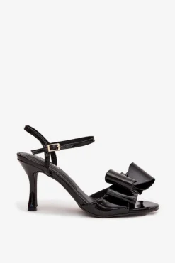 Boto Sandały Na Obcasie*Lakierowane Sandały Na Szpilce Z Kokardą Czarne Noliva Czarny