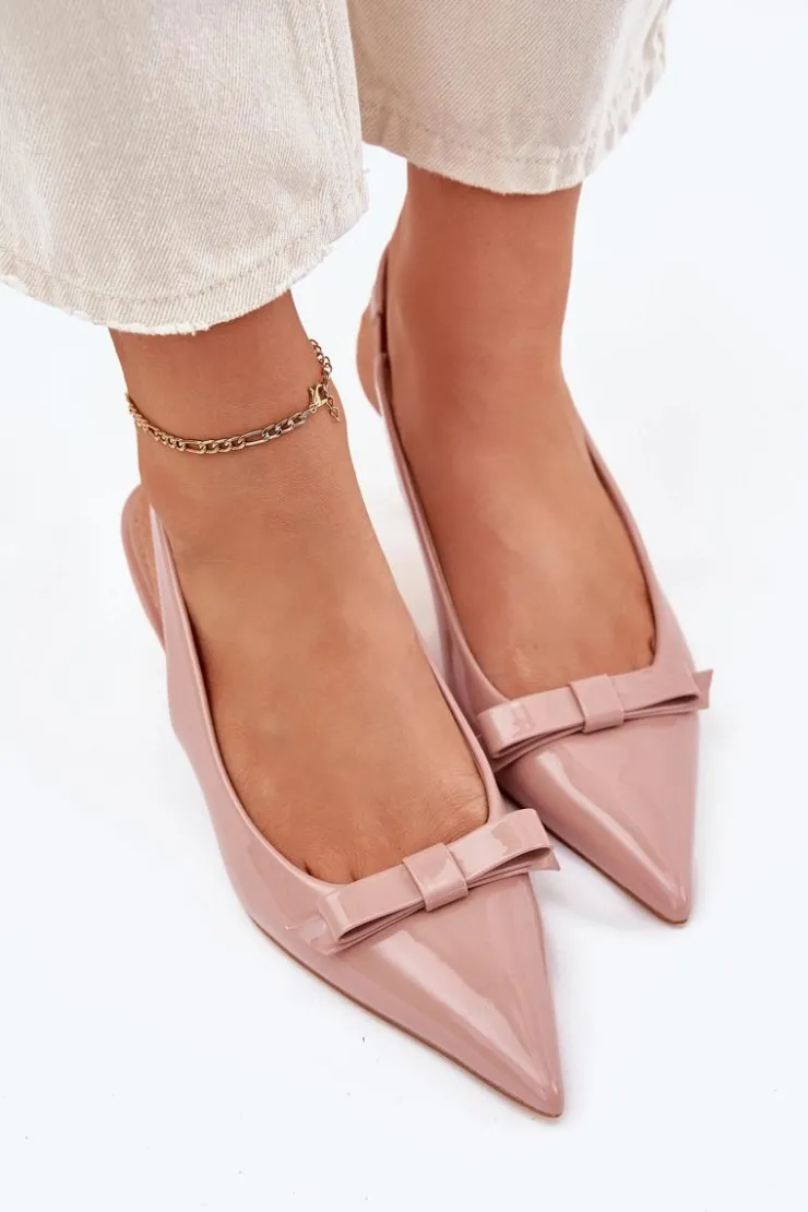 Online Boto Lakierowane Sandały Na Szpilce Z Kokardką Nude Naylna