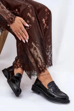 Best Buty damskie Vinceza Lakierowane Skórzane Mokasyny Damskie Vinceza 91125 Czarne Czarny