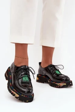 Online Artiker Lakierowane Skórzane Półbuty Damskie 57C0172 Czarne