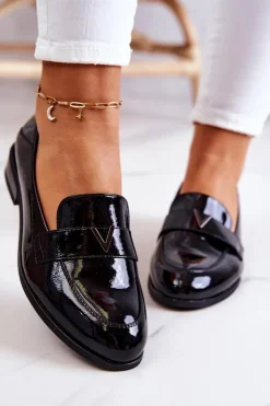 Damskie Buty damskie Vinceza Lakierowane Skórzane Półbuty Czarne Sherilyn