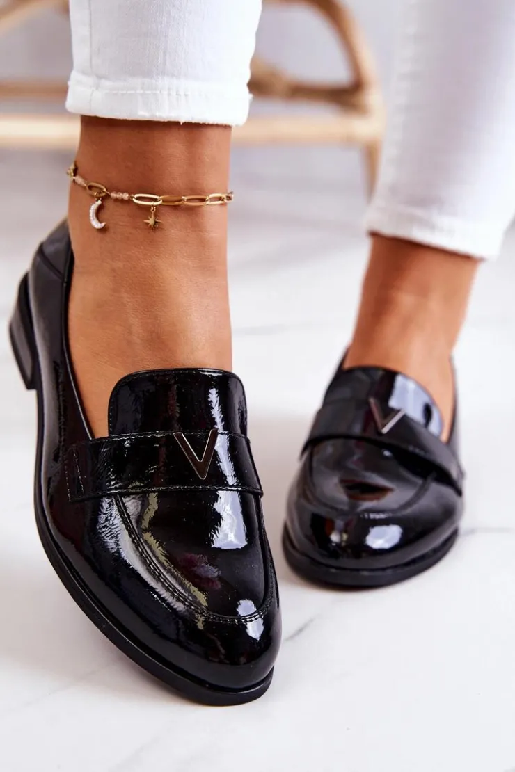 Damskie Buty damskie Vinceza Lakierowane Skórzane Półbuty Czarne Sherilyn