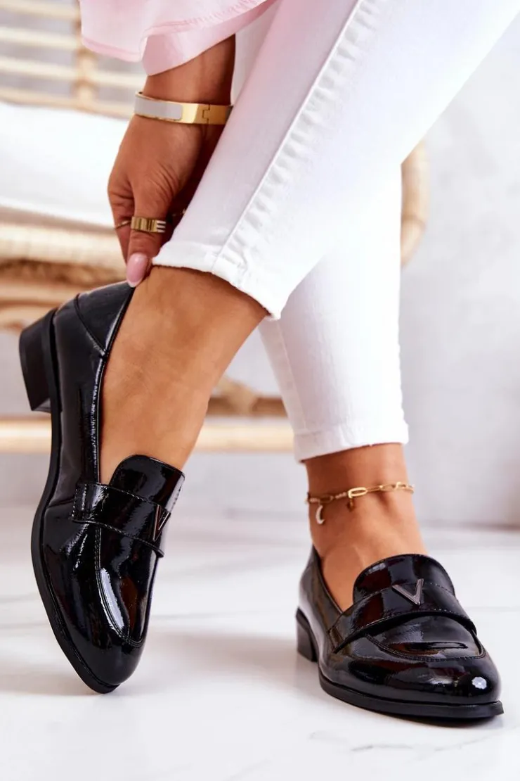 Damskie Buty damskie Vinceza Lakierowane Skórzane Półbuty Czarne Sherilyn