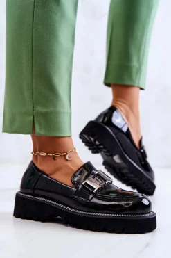 Damskie buty S.Barski Półbuty Lakierowane*Lakierowane Skórzane Półbuty Czarne Corine