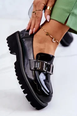 Damskie buty S.Barski Półbuty Lakierowane*Lakierowane Skórzane Półbuty Czarne Corine