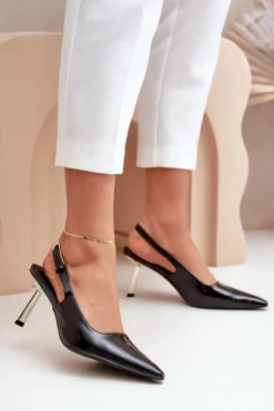 Online Boto Lakierowane Szpilki Z Odkrytą Piętą Czarne Filona