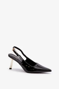 Online Boto Lakierowane Szpilki Z Odkrytą Piętą Czarne Filona