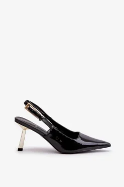 Online Boto Lakierowane Szpilki Z Odkrytą Piętą Czarne Filona