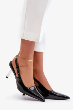Online Boto Lakierowane Szpilki Z Odkrytą Piętą Czarne Filona