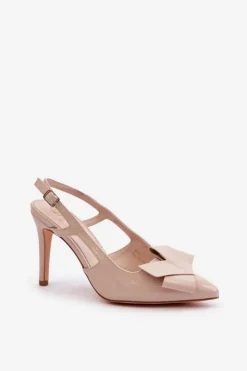 Discount Boto Lakierowane Szpilki Z Odkrytą Piętą Beżowe Auroravia