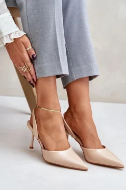 Best Boto Lakierowane Szpilki Z Odkrytą Piętą Beżowe Emmizola