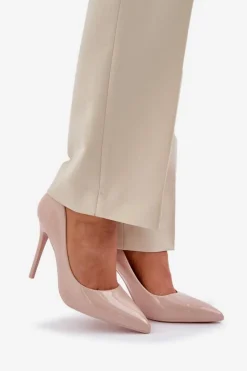 New Boto Lakierowane Szpilki Ze Szpiczastymi Noskami Beżowe Vizana